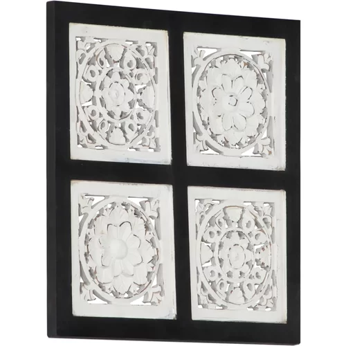  Ručno rezbareni zidni panel MDF 40 x 40 x 1,5 cm crno-bijeli