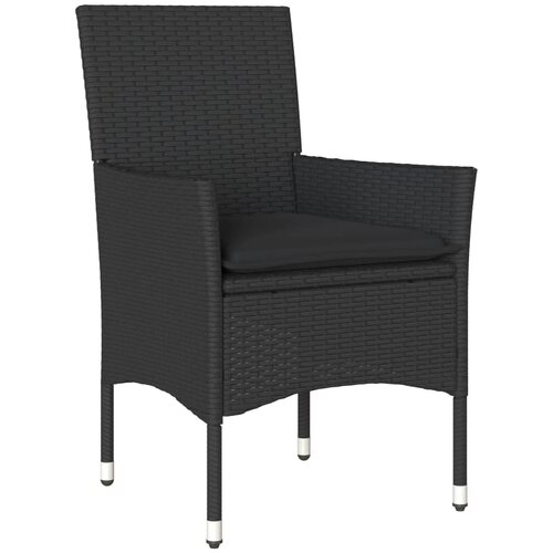  5-dijelni vrtni blagovaonski set s jastucima poliratan i bagrem Crna 90 x 90 x 75 cm Slike