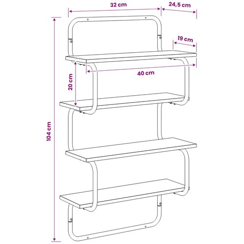  Polica sa 4 nivoa Siva Sonoma 40 x 24,5 x 104 cm Slike