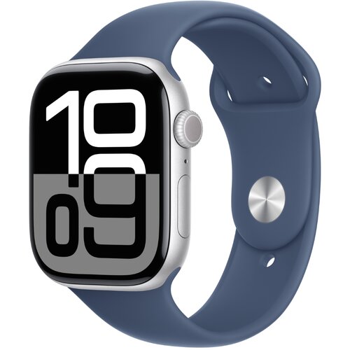 Apple watch S10 gps 46mm silver alu case/denim sport band - s/m, (mwwl3qv/a) Slike