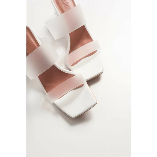 LuviShoes Women's White Skin Heels, Transparent Women's Slippers 123