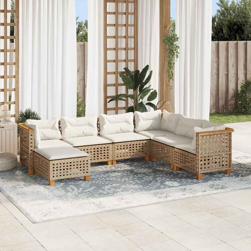  7-dijelni set vrtnih sofa od poliratana s jastucima bež 63.5 x 63.5 x 62 cm Cene