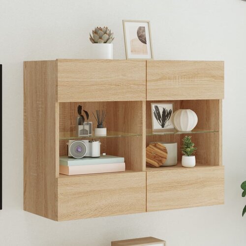  The Living Store Stenska TV omarica z LED lučkami sonoma hrast 78,5x30x60,5 cm - TV Stenska Omarica, (21508467) Cene