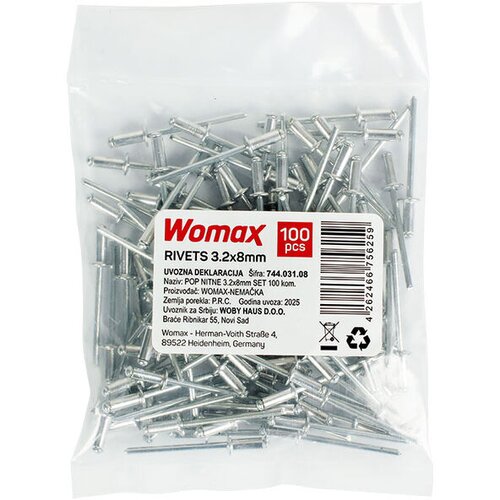 Womax Set pop nitni, 3.2x8 mm, 100 komada Slike