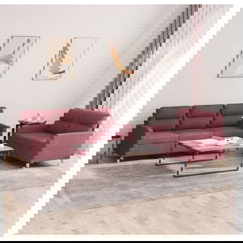 vidaXL 2-dijelni set sofa s jastucima crvena boja vina od tkanine Cijene