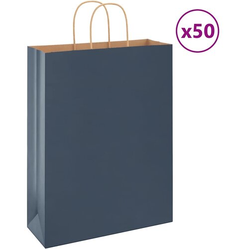 vidaXL Papirnate vrećice 50 kom s ručkama plave 32x12x42 cm Cijene
