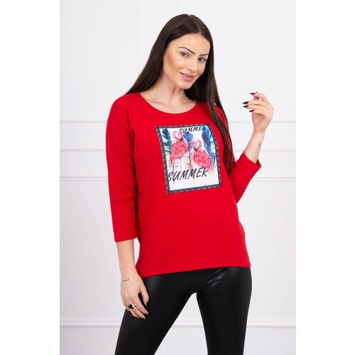 Kesi Blouse with flamingo graphics 3D red Cijene