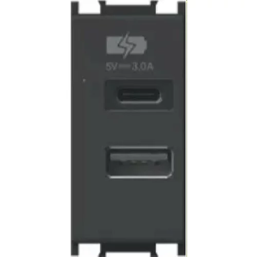 USB polnilnik (3 A, IP20, črn)