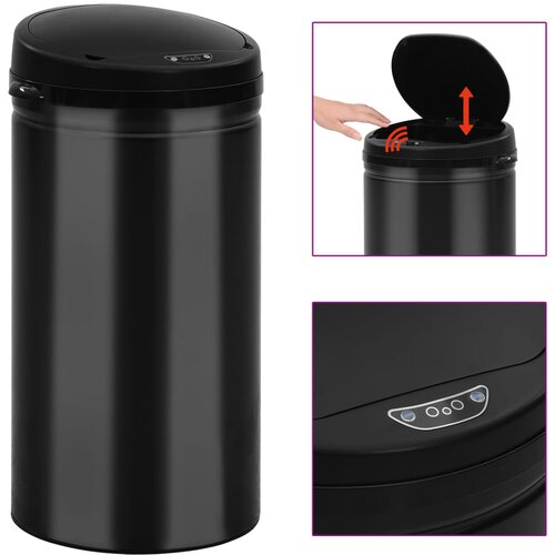 vidaXL Automatska kanta za otpad sa senzorom 50 L ugljični čelik crna Cijene