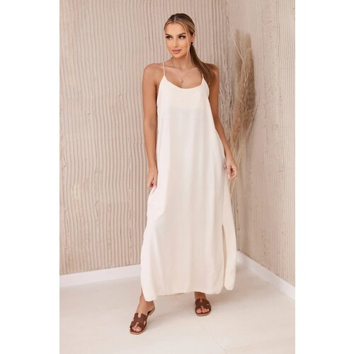 Kesi Women&amp;#039;s muslin dress with straps - light beige Slike