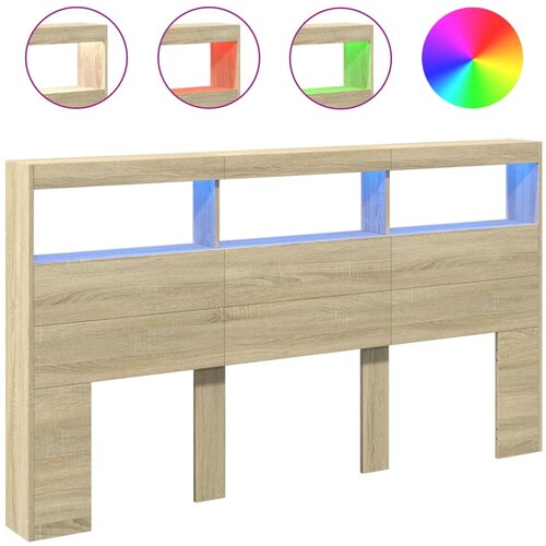 Maison Chic posteljno vzglavje - vzglavna omarica - nočna omarica led sonoma hrast 180x17x102 cm, (21706040) Slike
