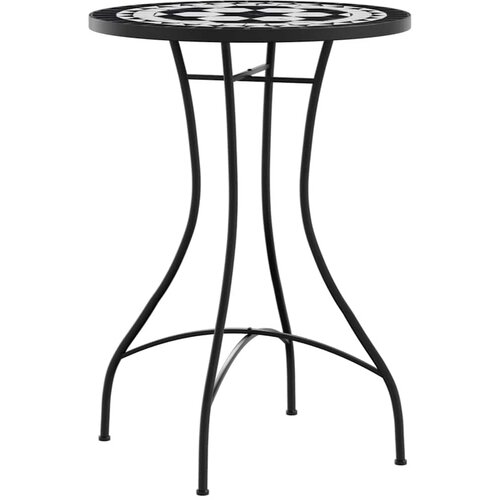 Bistro set s mozaikom crno-bijeli od željeza i keramike Slike