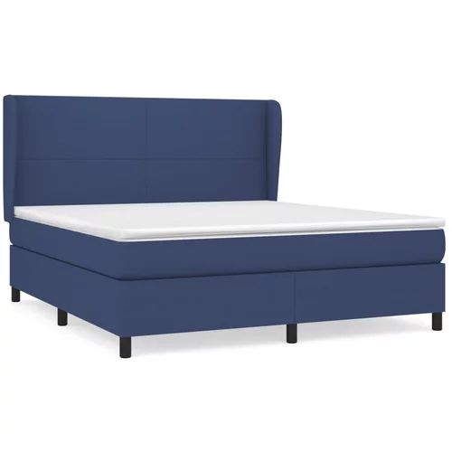 vidaXL Box spring postelja z vzmetnico modra 160x200 cm blago, (20895242)