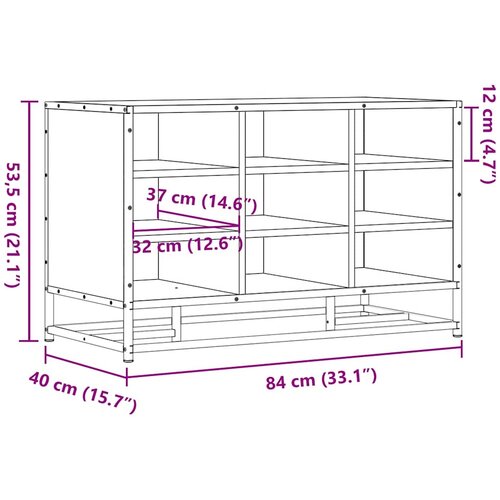  Klupa za cipele crna 84x40x53,5 cm Konstruirano drvo i metal Slike