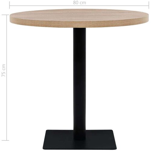 VidaXL okrugli stol za bistro od mdf-a i čelika 80x75 cm boja hrasta Slike