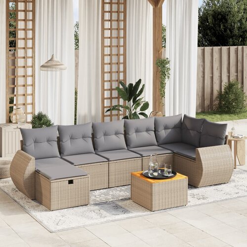  8-dijelni set vrtnih sofa s jastucima bež od poliratana Cijene