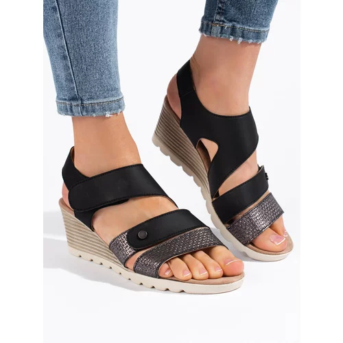 Shelvt Women's Velcro wedge sandals