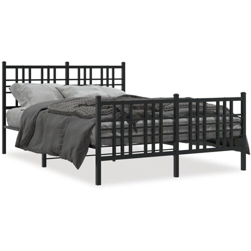 vidaXL Metalni okvir kreveta uzglavlje i podnožje crni 140x190 cm Cene