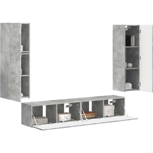  Set TV komoda Zidne 4 pcs Betonski sivi Konstruirano drvo Slike