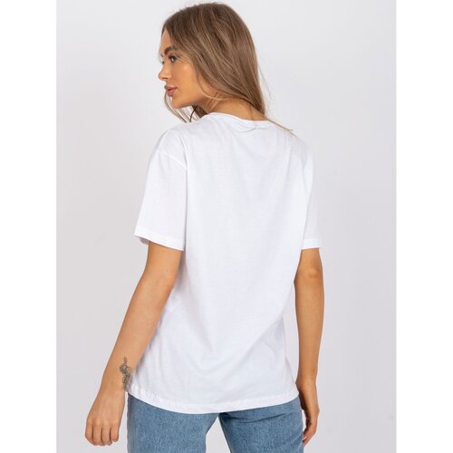 Fashion Hunters White loose t-shirt with an application and a print Slike