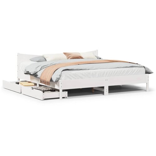 vidaXL Okvir za krevet s ladice bijeli 180x200 cm od borovine Cijene