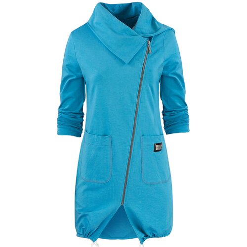 Pri Thin long sweatshirt with a diagonal zipper and a BEATA neck warmer Cene