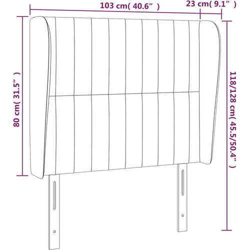  Uzglavlje s u&amp;scaron;ima tamnosmeđe 103x23x118/128 cm od tkanine Slike