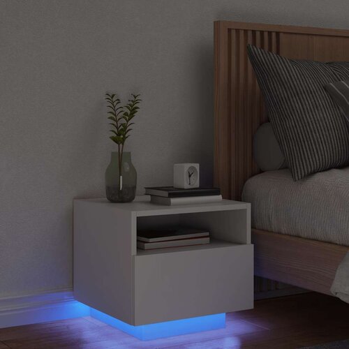  Noćni ormarić s LED svjetlima bijeli 40 x 39 x 37 cm Cijene