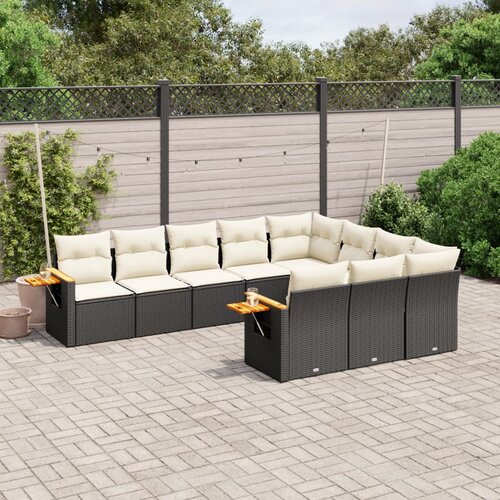 vidaXL 10-dijelni set vrtnih sofa s jastucima crni od poliratana Cijene