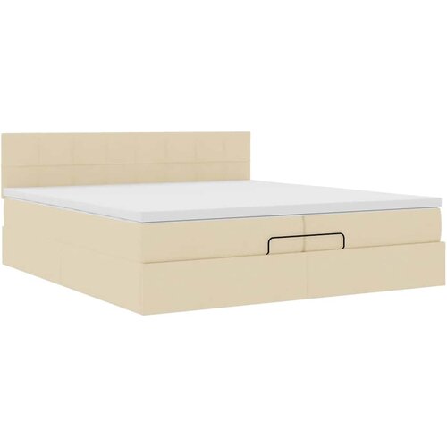  Otomanski krevet s madracem krem 200x200 cm tkanine Slike