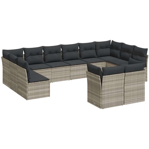  12-dijelni set vrtnih sofa poliratan s jastucima svijetlosivi Slike
