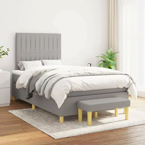  Box spring postelja z vzmetnico svetlo siva 120x200 cm blago, (20899294)