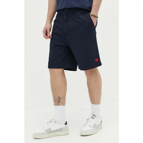 Hugo Bombažne kratke hlače mornarsko modra barva