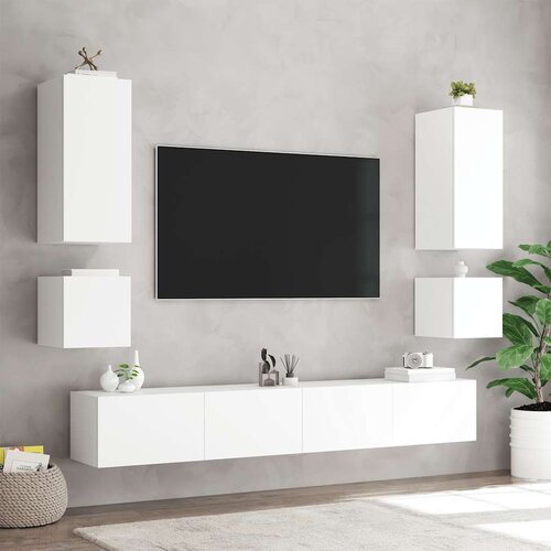  Zidni TV ormarić s LED svjetlima bijeli 40,5 x 35 x 40 cm Slike
