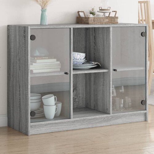 vidaXL Komoda siva boja hrasta 102x37x75 5 cm od konstruiranog drva Cijene