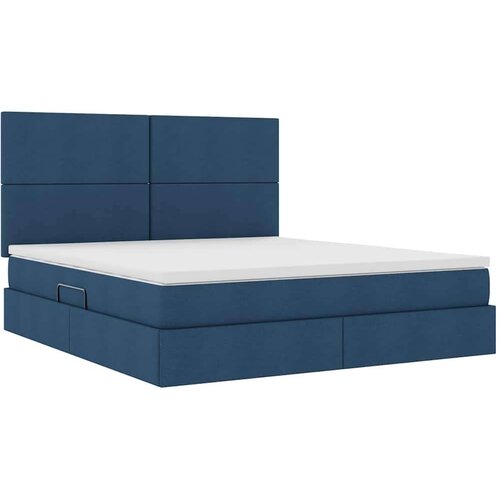  Krevet s od storage s madracem Plava 160 x 200 cm Lažna koža Slike