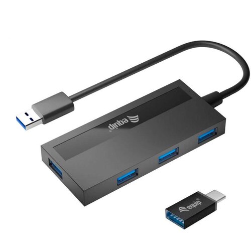 Equip Hub 128956 4-portni usb 3.2 W/usb-C adapter črna, (21335832) Cene