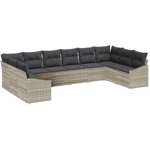  Sjedeća garnitura za vrt 10 kom. Svijetlo siva poliratan Svjetlosiva 344 x 178,5 x 69 cm Slike