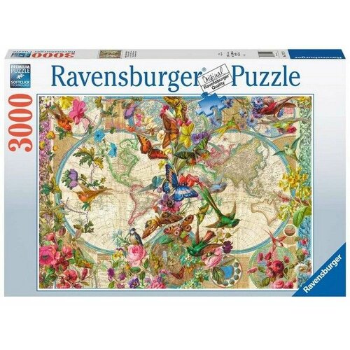 Ravensburger puzzle – Mapa sveta/ flora i fauna - 3000 delova Slike