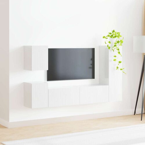  Komplet TV omaric 4 pcs Visok sijaj bela Konstruiran les - - Bela - 67.7 - 30 x 31 x 100 cm - 2025-vidaXL-Uvoz_2 Slike