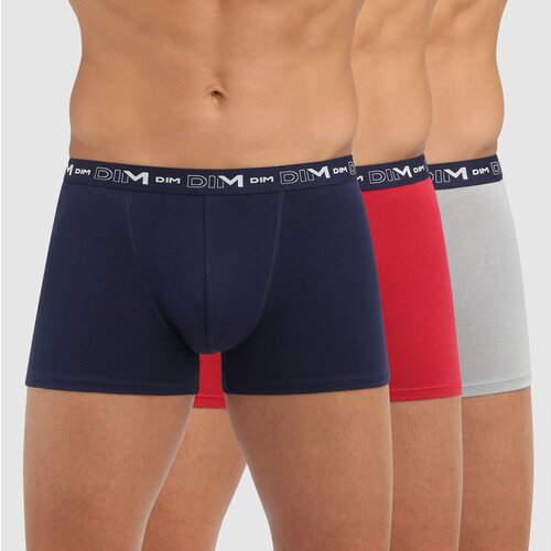 DIM COTTON STRETCH BOXER 3x - Men&amp;#039;s boxers 3 pcs - dark blue - dark red - gray Slike