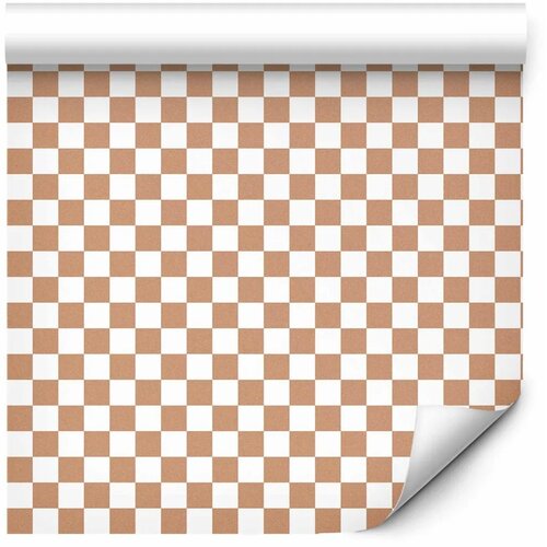  Tapeta - Checkerboard Pattern - Brown-White Grid with a Subtle Noise 50x1000 Premium Slike