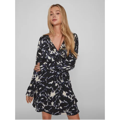 Vila Black Ladies Patterned Wrap Dress Daya - Women