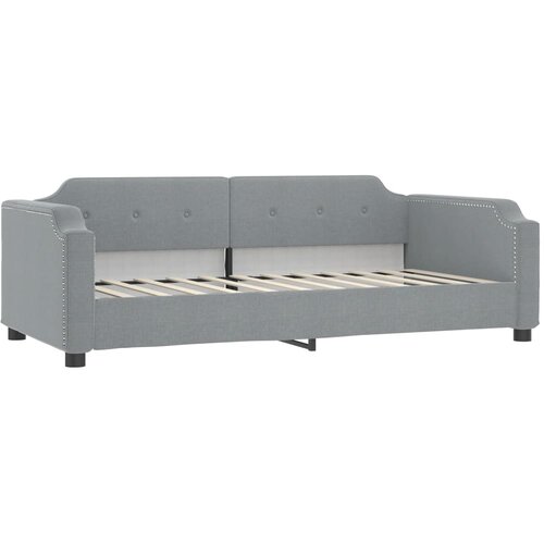  Dnevni krevet s madracem svjetlosivi 100 x 200 cm od tkanine Slike