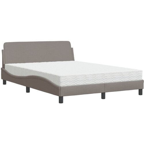 VidaXL Krevet s madracem smeđesivi 140 x 190 cm od tkanine Slike