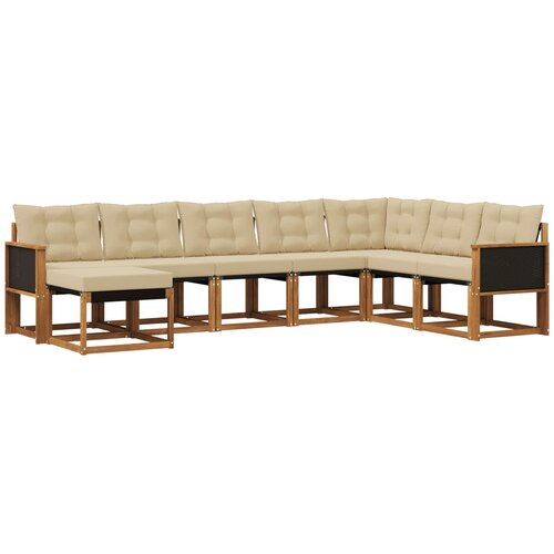 vidaXL Zunanja garnitura za sedenje z blazino 8 pcs Naravna in bež, (5000279624) Cene