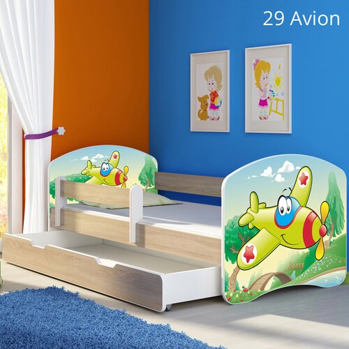  Dječji krevet ACMA s motivom, bočna sonoma + ladica 160x80 cm 29 Aeroplane Cene