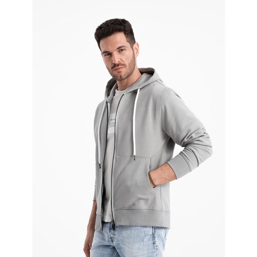 Ombre Men&amp;#039;s BASIC unbuttoned hooded sweatshirt - grey Slike