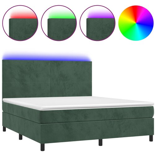 vidaXL Box spring postelja z vzmetnico LED tem. zelena 180x200cm žamet, (20894660) Cene