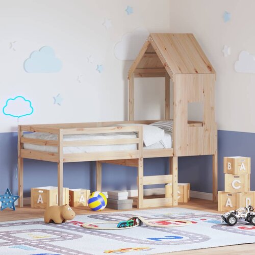 The Living Store Visoka postelja s streho 80x200 cm trdna borovina - Visoka Postelja, (21428199) Slike